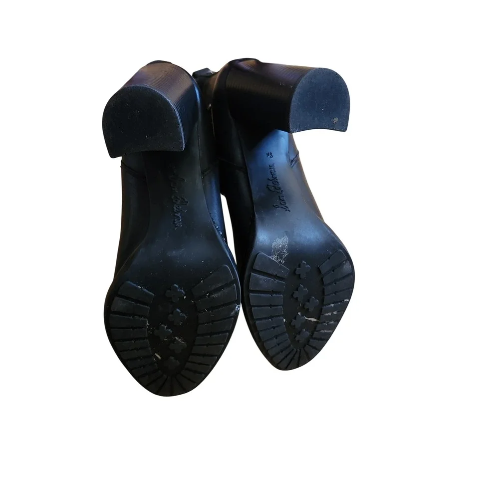 Sam Edelman Black‎ Leather Studded Chelsea Ankle Boots Block Heel Salma 8.5
